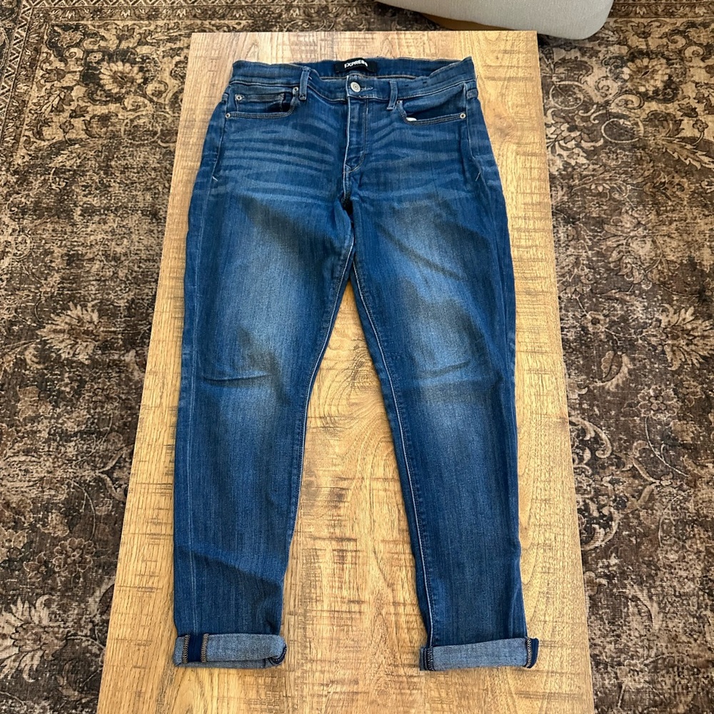 Express Dark Blue Ankle Jeans